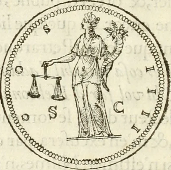 An illustration from Discovrs historial de l'antiqve et illvstre cité de Nismes en la Gaule narbonoise : auec les portraitz des plus antiques & insignes bastimens dudit lieu, reduitz à leur vraye mesure & proportion, ensemble de l'antique & moderne ville, 1560, leaf 57
