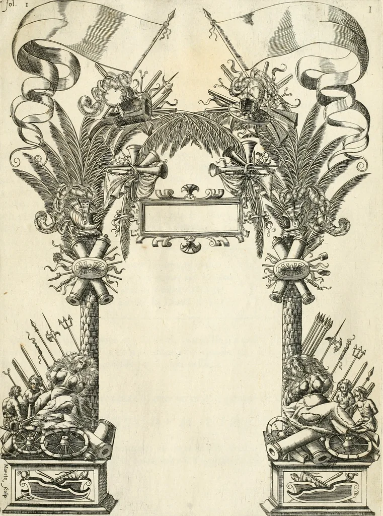 An illustration from Discovrs svr les arcs triomphavx dressés en la ville d'Aix : à l'heureuse arriuée de tres-chrestien, tres-grand, & tres-iuste monarque Lovys XIII. roy de France, & de Nauarre, 1624, leaf 16