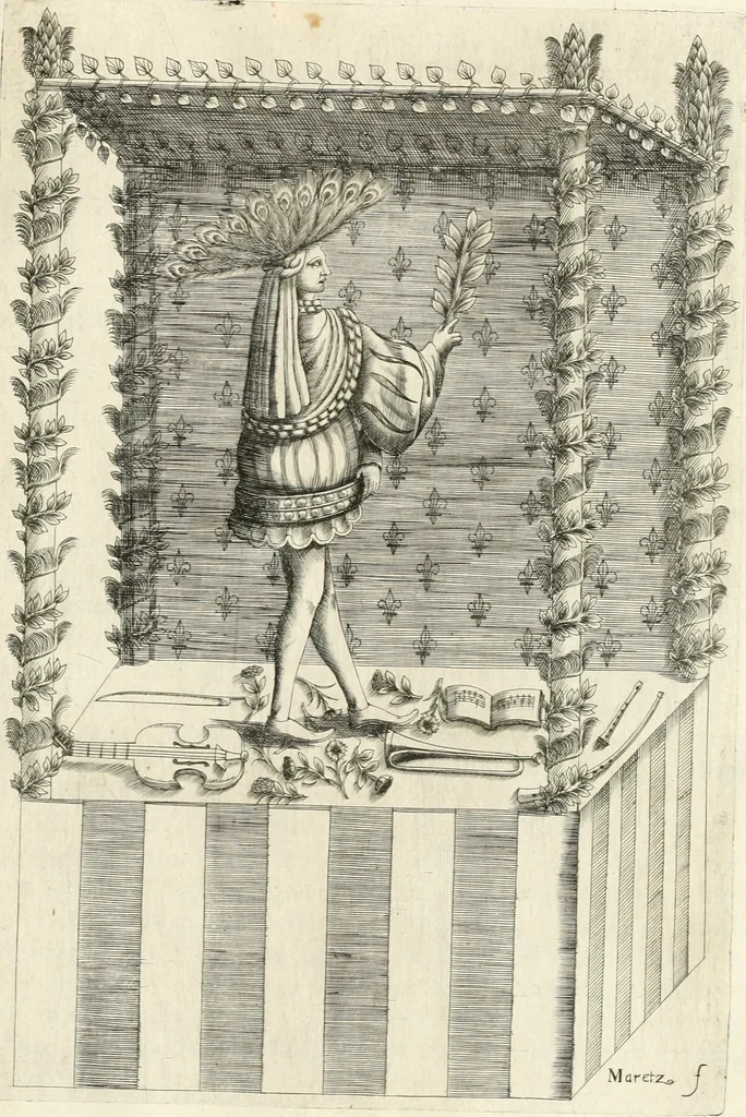 An illustration from Discovrs svr les arcs triomphavx dressés en la ville d'Aix : à l'heureuse arriuée de tres-chrestien, tres-grand, & tres-iuste monarque Lovys XIII. roy de France, & de Nauarre, 1624, leaf 34