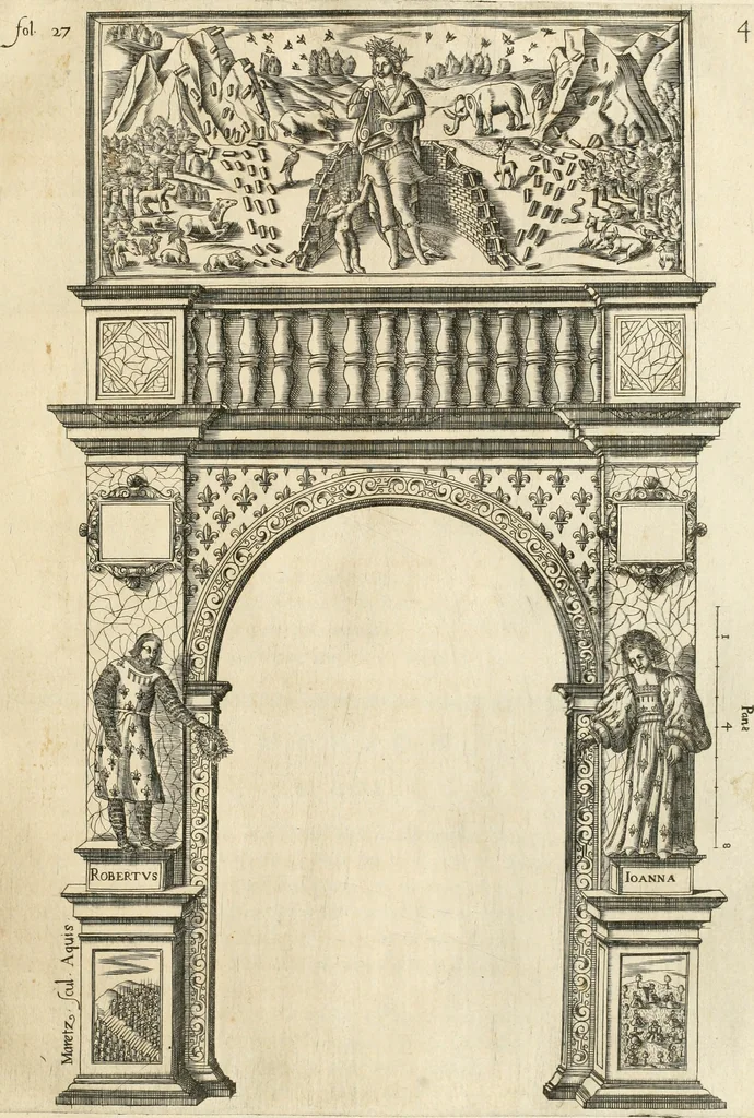 An illustration from Discovrs svr les arcs triomphavx dressés en la ville d'Aix : à l'heureuse arriuée de tres-chrestien, tres-grand, & tres-iuste monarque Lovys XIII. roy de France, & de Nauarre, 1624, leaf 52