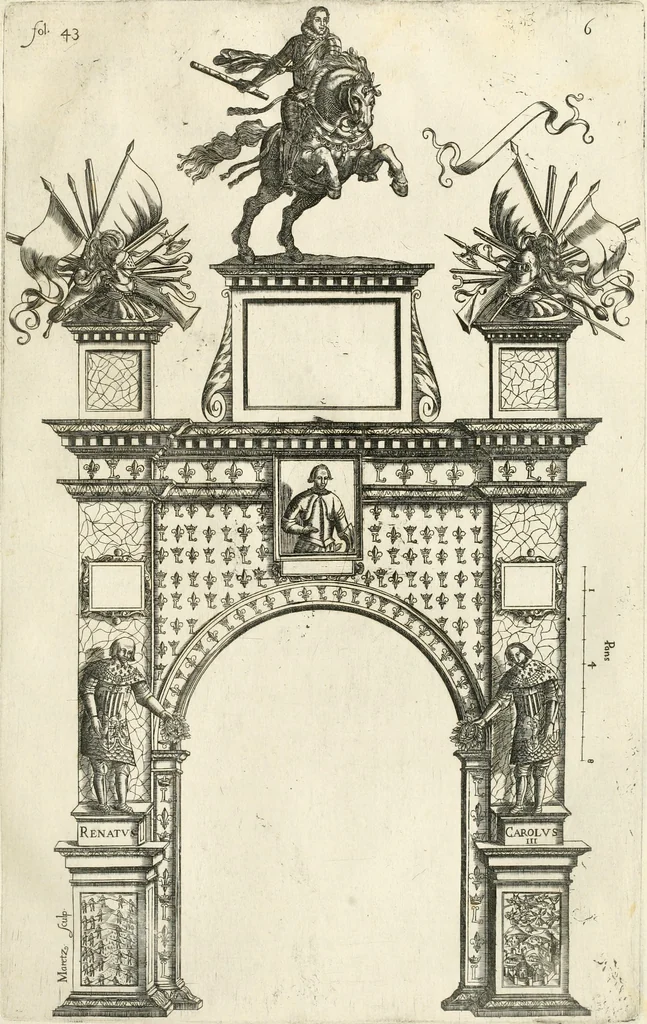 An illustration from Discovrs svr les arcs triomphavx dressés en la ville d'Aix : à l'heureuse arriuée de tres-chrestien, tres-grand, & tres-iuste monarque Lovys XIII. roy de France, & de Nauarre, 1624, leaf 72