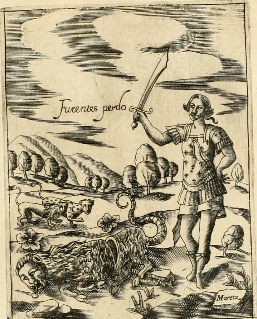 An illustration from Discovrs svr les arcs triomphavx dressés en la ville d'Aix : à l'heureuse arriuée de tres-chrestien, tres-grand, & tres-iuste monarque Lovys XIII. roy de France, & de Nauarre, 1624, leaf 96