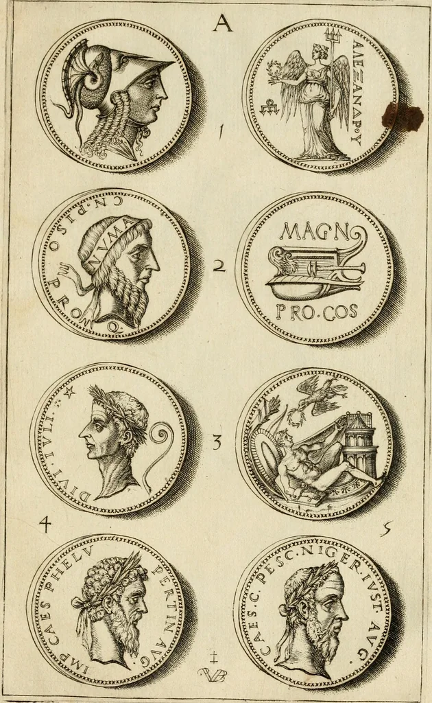 An illustration from Discovrs svr les medalles et gravevres antiques, principalement romaines. Plus, vne exposition particuliere de quelques planches ou tables estans sur la fin de ce liure, esquelles sont monstrees diuerses medalles & graueures antiques, rares & exquises, 1579, leaf 330