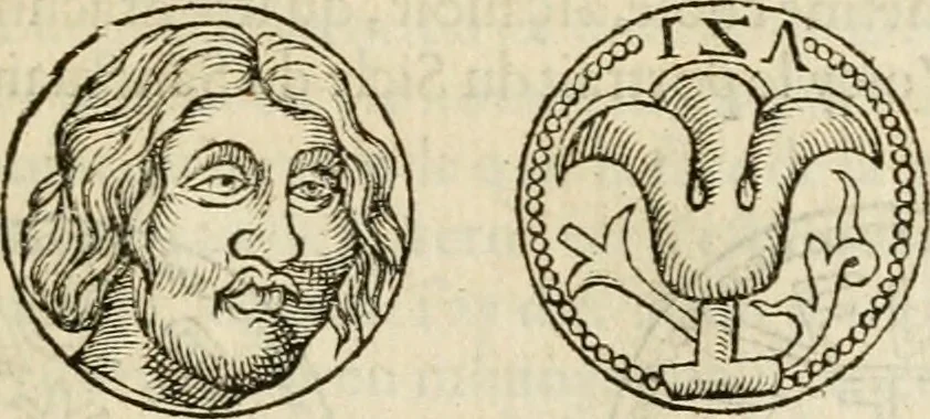 An illustration from Discovrs svr les medalles et gravevres antiques, principalement romaines. Plus, vne exposition particuliere de quelques planches ou tables estans sur la fin de ce liure, esquelles sont monstrees diuerses medalles & graueures antiques, rares & exquises, 1579, leaf 80