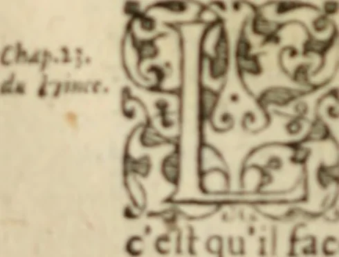 An illustration from Discovrs svr les moyens de bien govverner & maintenir en bonne paix vn royaume, ou autre principauté. Divisez en trois parties, assavoir, dv conseil, de la religion, & de la police que doit tenir vn prince. Contre Nicolas Machiauel Florentin .., 1577, leaf 113