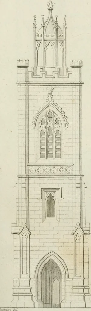 An illustration from An attempt to discriminate the styles of architecture in England : from the Conquest to the Reformation : with notices of above three thousand British edifices : preceded by a sketch of the Grecian and Roman orders, 1825, leaf 148