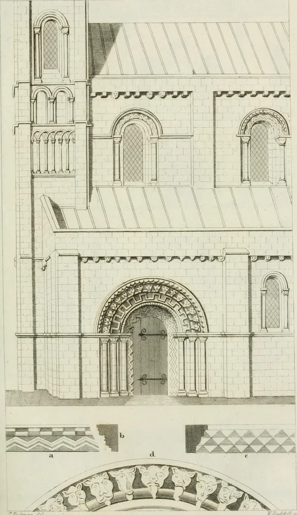 An illustration from An attempt to discriminate the styles of architecture in England : from the Conquest to the Reformation : with notices of above three thousand British edifices : preceded by a sketch of the Grecian and Roman orders, 1825, leaf 150