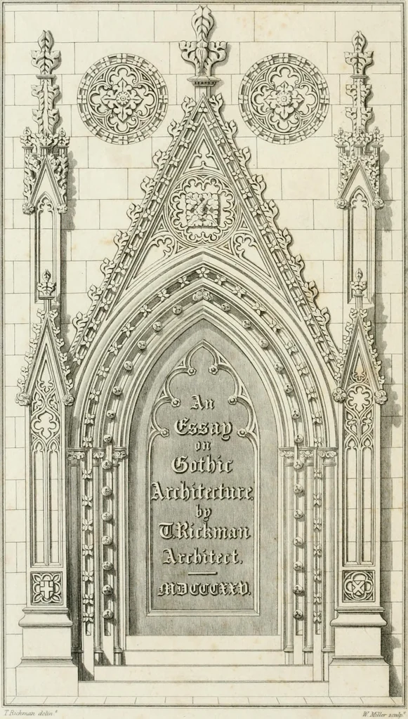 An illustration from An attempt to discriminate the styles of architecture in England : from the Conquest to the Reformation : with notices of above three thousand British edifices : preceded by a sketch of the Grecian and Roman orders, 1825, leaf 5