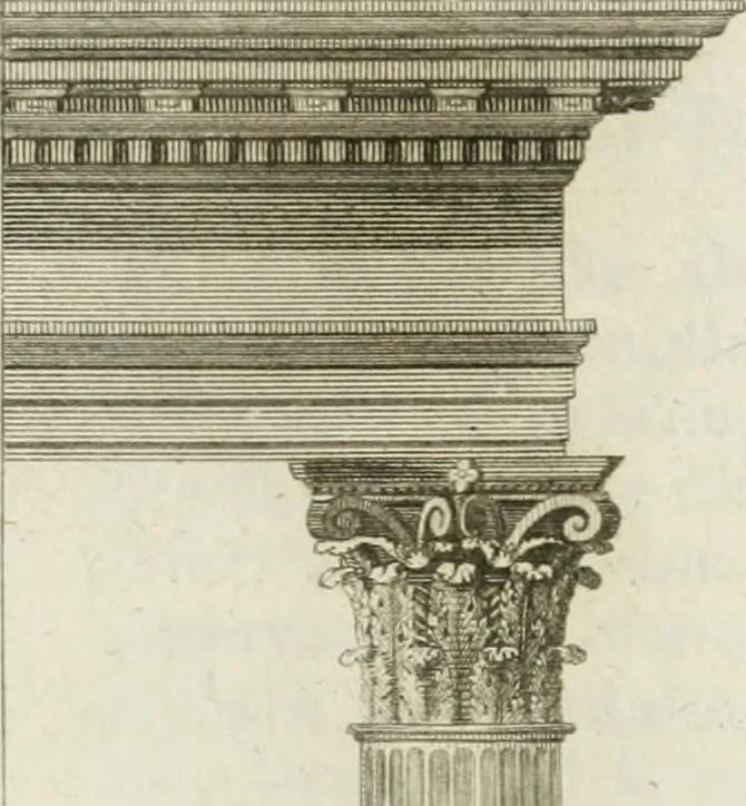 An illustration from An attempt to discriminate the styles of architecture in England : from the Conquest to the Reformation : with notices of above three thousand British edifices : preceded by a sketch of the Grecian and Roman orders, 1825, leaf 56