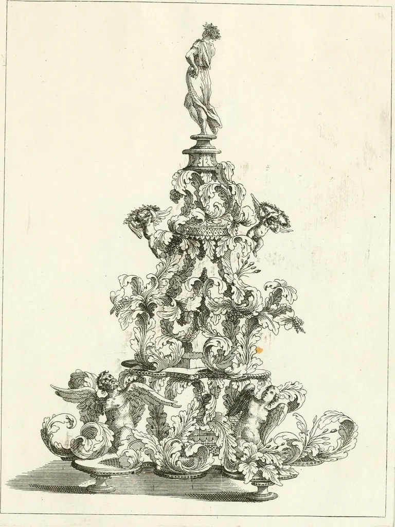 An illustration from Disegni del convito fatto dall'illustrissimo signor senatore Francesco Ratta all'illustrissimo publico, eccelsi signori anziani & altra nobilità : terminando il svo confalonierato li 28. febraro 1693, 1693, leaf 14