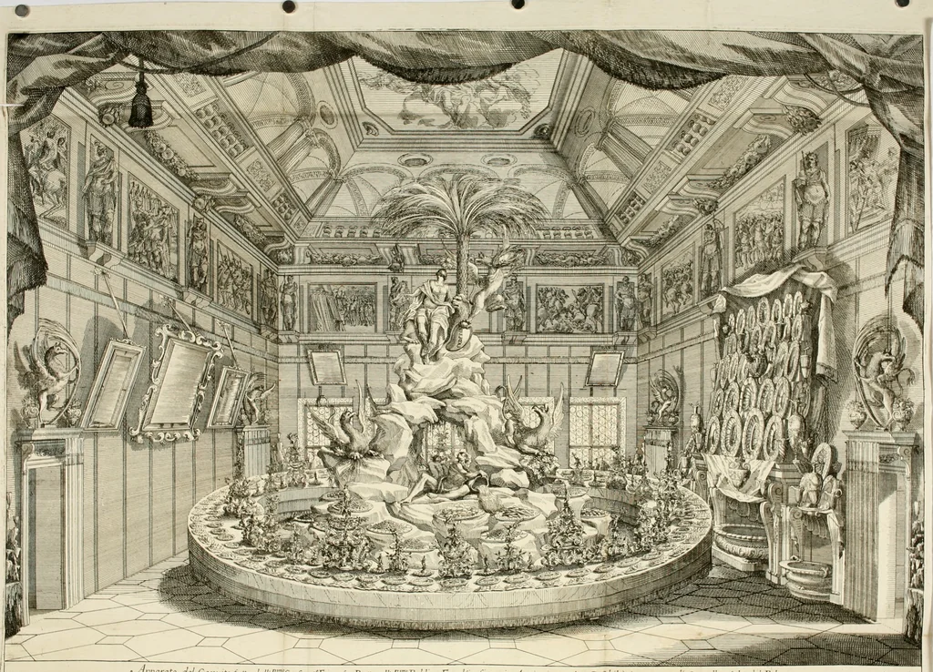 An illustration from Disegni del convito fatto dall'illustrissimo signor senatore Francesco Ratta all'illustrissimo publico, eccelsi signori anziani & altra nobilità : terminando il svo confalonierato li 28. febraro 1693, 1693, leaf 2