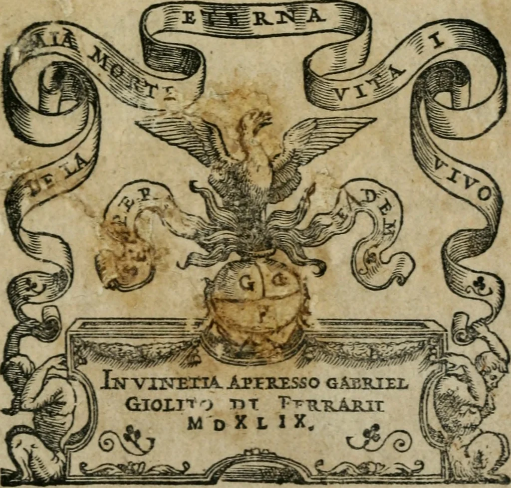 An illustration from Disegno del Doni : partito in piv ragionamenti, ne qvali si tratta della scoltvra et pittvra : de colori, de getti, de modegli, con molte cose appartenenti a quest'arti : & si termina la nobiltà dell'una et dell'altra professione : con historie, essempi, et sentenze : & nel fine alcune lettere che trattano della medesima materia, 1549, leaf 4