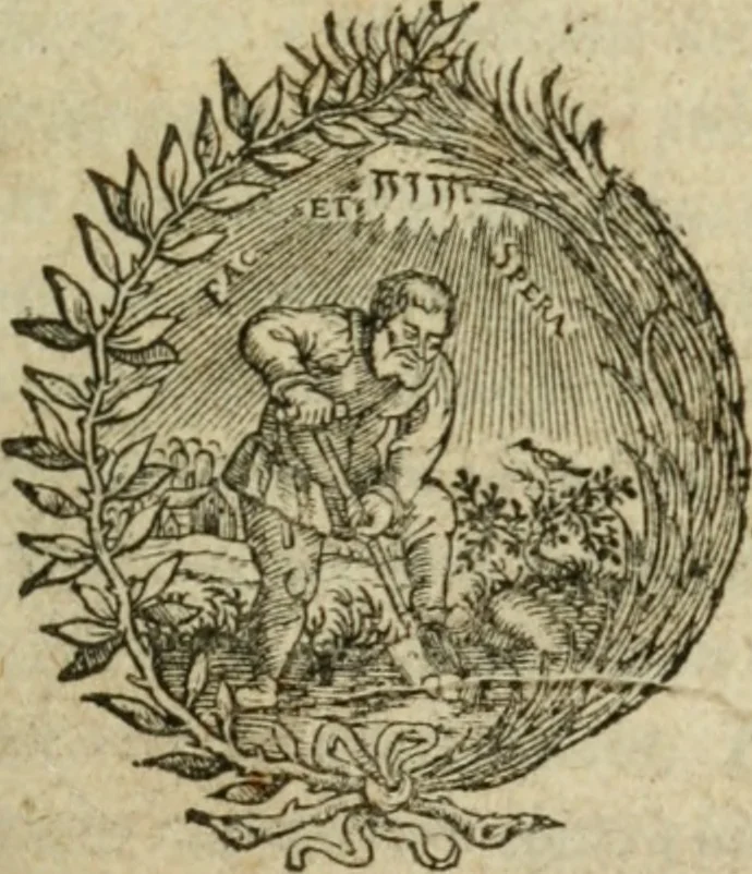 An illustration from Dissertatio de foenore trapezitico, in tres libros divisa, 1640, leaf 8