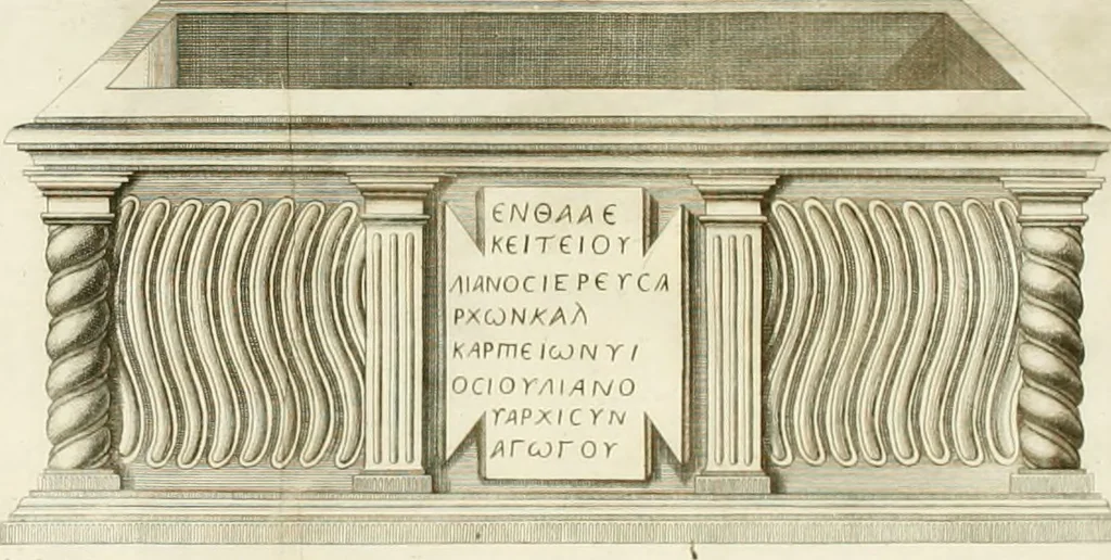 An illustration from Dissertatio et animadversiones ad nuper inventum Severae martyris epitaphium, 1734, leaf 73