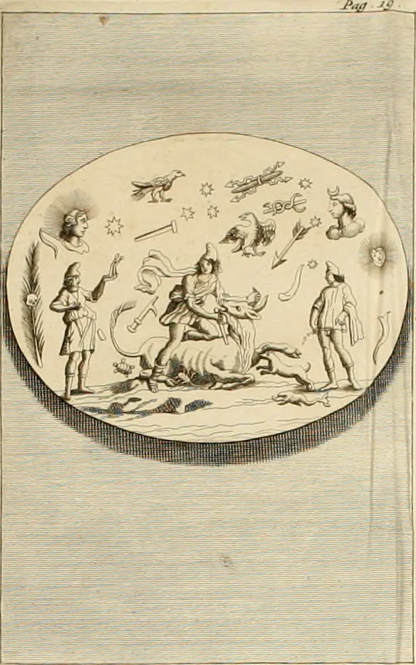 An illustration from Dissertationes IX, antiquitatibus, quin et marmoribus : cum Romanis, tum potissimum Graecis, illustrandis inservientes, 1702, leaf 873