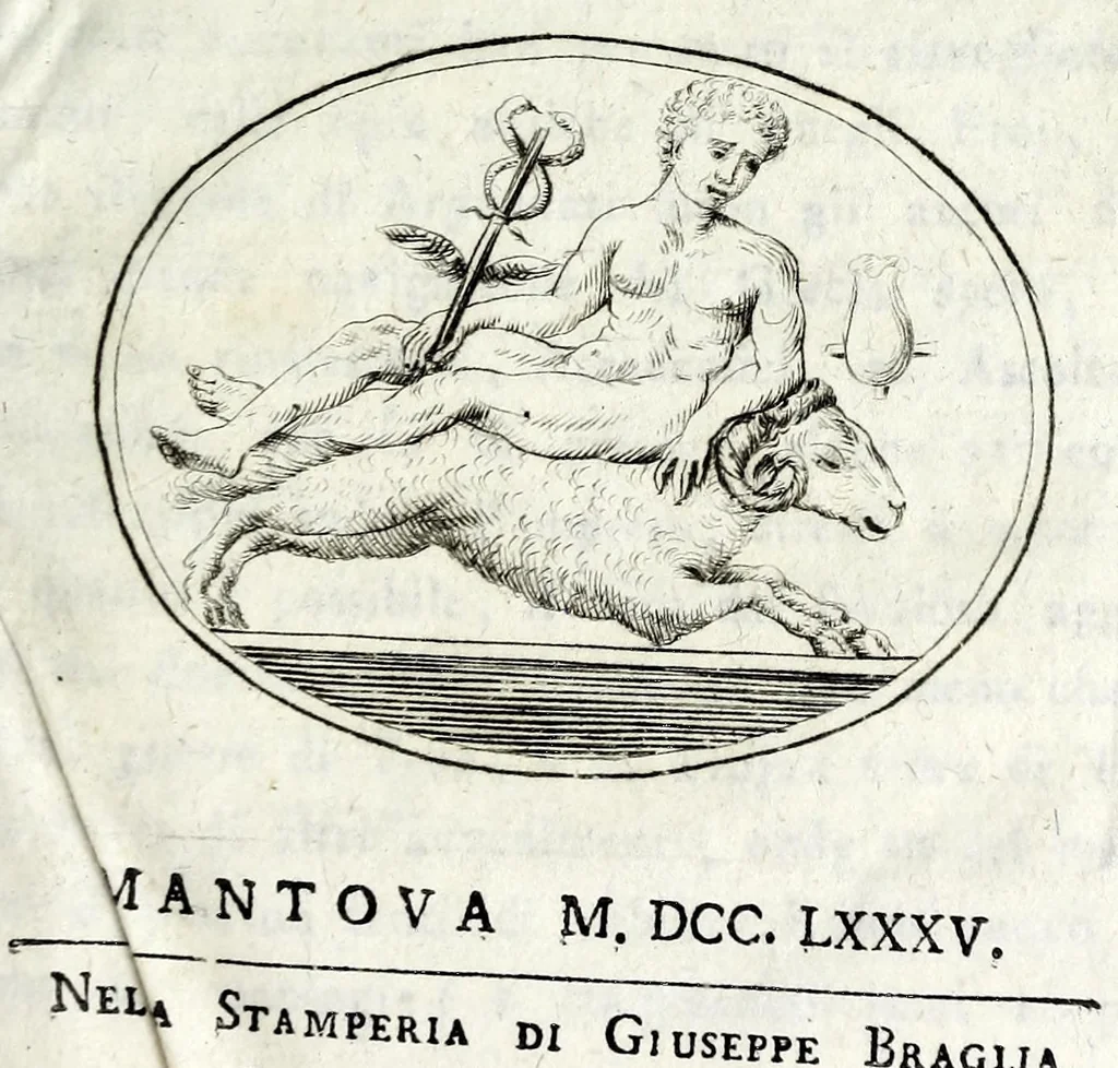 An illustration from Dissertazioni due dell' ab. Gio. Girolamo Carli, segretario perpetuo della R. accademia delle scienze, arti, e belle lettere di Mantova, 1785, leaf 5