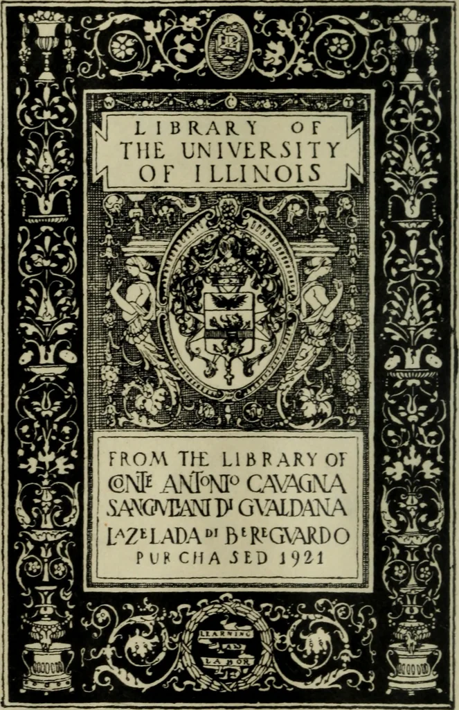 An illustration from Distinto ragguaglio dell'ottava maraviglia del mondo, o sia, della gran metropolitana dell'Insubria volgarmente detta il duomo di Milano, cominciando dalla sua origine sino allo stato presente : in cui vengono minutamente, e con molta diligenza descritte tutte le sue parti tanto esteriori, come interiori, con tutto ciò, che in esso si contiene di ammirabile, di vago, di pregievole, e di sacrosanto, oltre diverse altre notizie intorno alla grandezza, magnificenza, e prerogative di questa santa ambrosiana chiesa, e finalmente si descrivono alcune chiese di particolar divozione, con altre cose notabili di questa insigne metropoli .., 1739, leaf 1