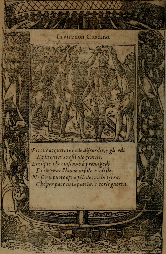 An illustration from Diverse imprese accommodate a diuerse moralità, con versi che i loro significati dichiarano insieme con molte altre nella lingua italiana non piu tradotte, 1564, leaf 135