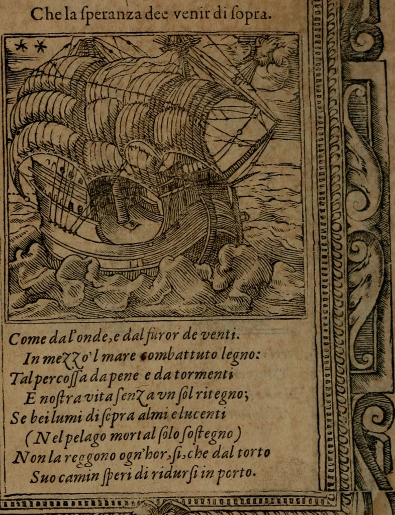 An illustration from Diverse imprese accommodate a diuerse moralità, con versi che i loro significati dichiarano insieme con molte altre nella lingua italiana non piu tradotte, 1564, leaf 47