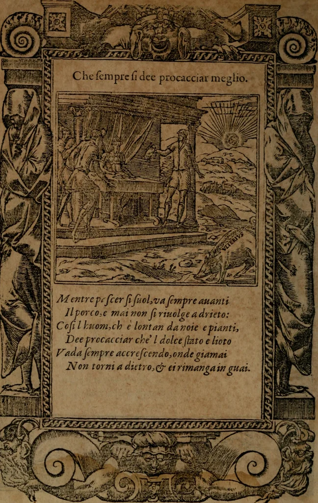 An illustration from Diverse imprese accommodate a diuerse moralità, con versi che i loro significati dichiarano insieme con molte altre nella lingua italiana non piu tradotte, 1564, leaf 51