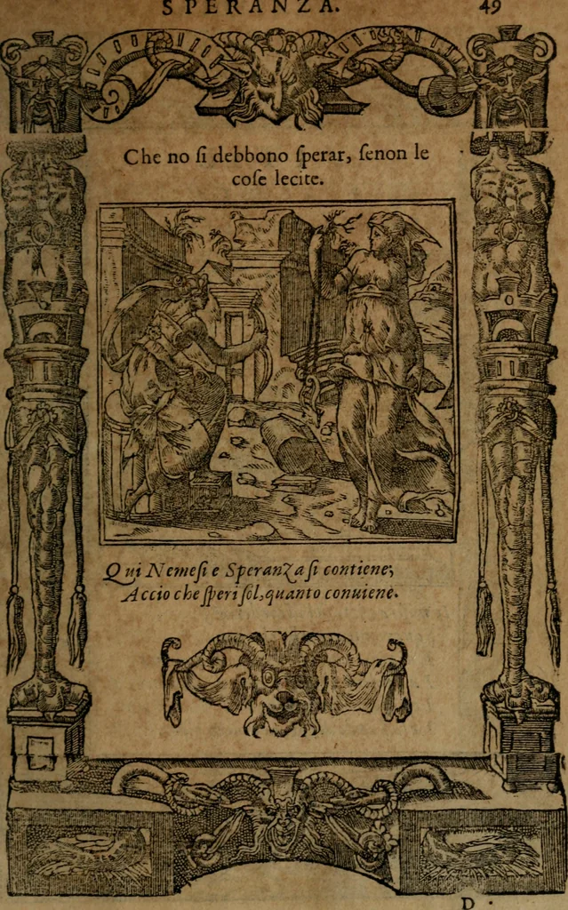 An illustration from Diverse imprese accommodate a diuerse moralità, con versi che i loro significati dichiarano insieme con molte altre nella lingua italiana non piu tradotte, 1564, leaf 52
