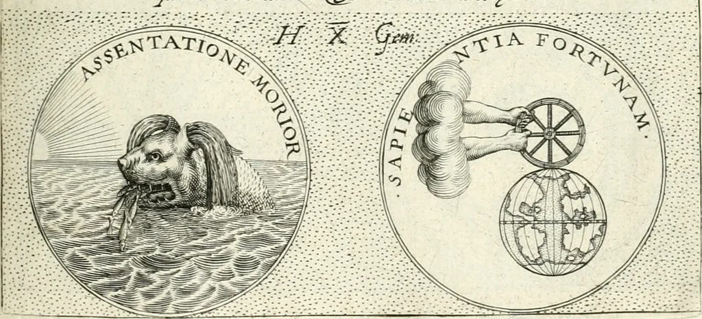An illustration from Symbola diuina & humana pontificvm, imperatorvm, regvm : accessit breuis & facilis isagoge Iac. Typotii : ex mvsaeo Octavii de Strada civis Romani : tomus primus[-tertius], 1601, leaf 100