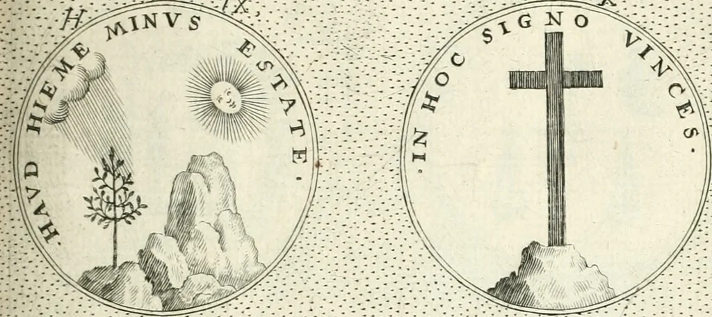 An illustration from Symbola diuina & humana pontificvm, imperatorvm, regvm : accessit breuis & facilis isagoge Iac. Typotii : ex mvsaeo Octavii de Strada civis Romani : tomus primus[-tertius], 1601, leaf 112