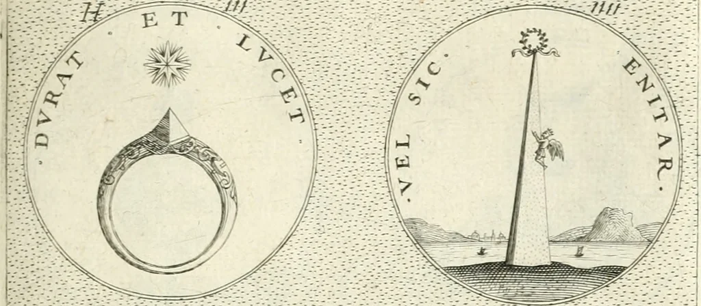 An illustration from Symbola diuina & humana pontificvm, imperatorvm, regvm : accessit breuis & facilis isagoge Iac. Typotii : ex mvsaeo Octavii de Strada civis Romani : tomus primus[-tertius], 1601, leaf 118