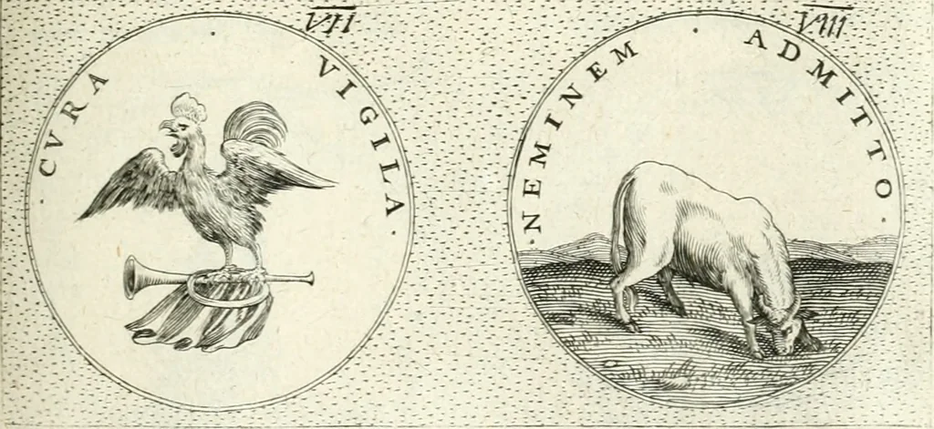 An illustration from Symbola diuina & humana pontificvm, imperatorvm, regvm : accessit breuis & facilis isagoge Iac. Typotii : ex mvsaeo Octavii de Strada civis Romani : tomus primus[-tertius], 1601, leaf 118