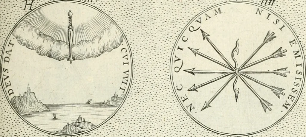 An illustration from Symbola diuina & humana pontificvm, imperatorvm, regvm : accessit breuis & facilis isagoge Iac. Typotii : ex mvsaeo Octavii de Strada civis Romani : tomus primus[-tertius], 1601, leaf 124