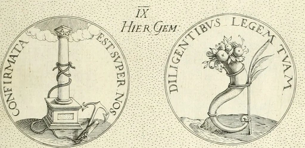 An illustration from Symbola diuina & humana pontificvm, imperatorvm, regvm : accessit breuis & facilis isagoge Iac. Typotii : ex mvsaeo Octavii de Strada civis Romani : tomus primus[-tertius], 1601, leaf 24