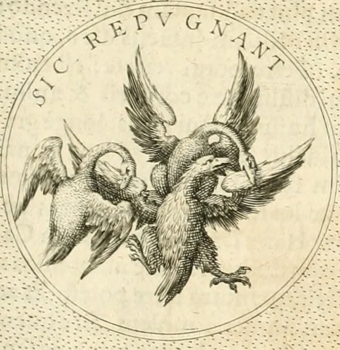 An illustration from Symbola diuina & humana pontificvm, imperatorvm, regvm : accessit breuis & facilis isagoge Iac. Typotii : ex mvsaeo Octavii de Strada civis Romani : tomus primus[-tertius], 1601, leaf 256