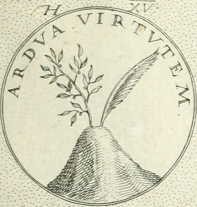 An illustration from Symbola diuina & humana pontificvm, imperatorvm, regvm : accessit breuis & facilis isagoge Iac. Typotii : ex mvsaeo Octavii de Strada civis Romani : tomus primus[-tertius], 1601, leaf 32