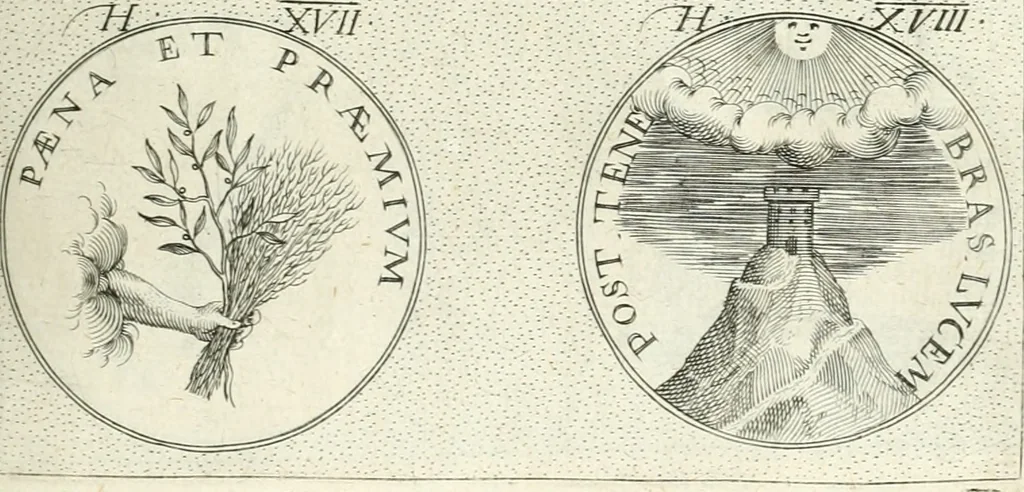 An illustration from Symbola diuina & humana pontificvm, imperatorvm, regvm : accessit breuis & facilis isagoge Iac. Typotii : ex mvsaeo Octavii de Strada civis Romani : tomus primus[-tertius], 1601, leaf 32