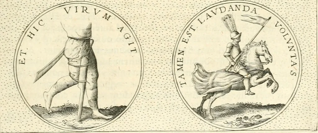 An illustration from Symbola diuina & humana pontificvm, imperatorvm, regvm : accessit breuis & facilis isagoge Iac. Typotii : ex mvsaeo Octavii de Strada civis Romani : tomus primus[-tertius], 1601, leaf 328