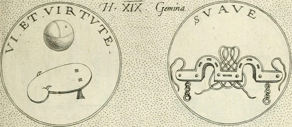 An illustration from Symbola diuina & humana pontificvm, imperatorvm, regvm : accessit breuis & facilis isagoge Iac. Typotii : ex mvsaeo Octavii de Strada civis Romani : tomus primus[-tertius], 1601, leaf 34