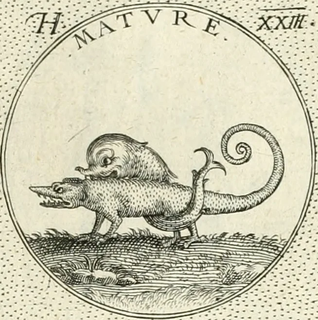 An illustration from Symbola diuina & humana pontificvm, imperatorvm, regvm : accessit breuis & facilis isagoge Iac. Typotii : ex mvsaeo Octavii de Strada civis Romani : tomus primus[-tertius], 1601, leaf 36