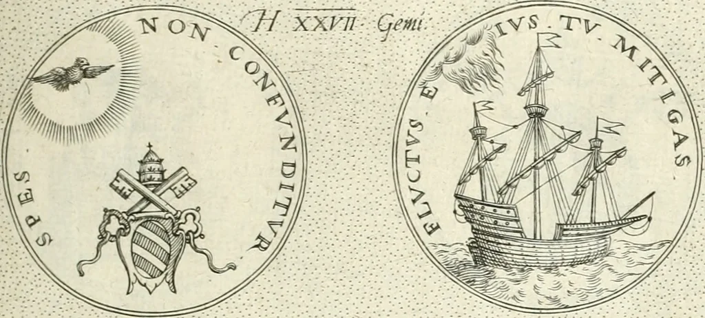 An illustration from Symbola diuina & humana pontificvm, imperatorvm, regvm : accessit breuis & facilis isagoge Iac. Typotii : ex mvsaeo Octavii de Strada civis Romani : tomus primus[-tertius], 1601, leaf 38