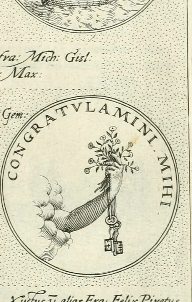 An illustration from Symbola diuina & humana pontificvm, imperatorvm, regvm : accessit breuis & facilis isagoge Iac. Typotii : ex mvsaeo Octavii de Strada civis Romani : tomus primus[-tertius], 1601, leaf 38