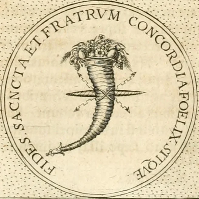 An illustration from Symbola diuina & humana pontificvm, imperatorvm, regvm : accessit breuis & facilis isagoge Iac. Typotii : ex mvsaeo Octavii de Strada civis Romani : tomus primus[-tertius], 1601, leaf 386