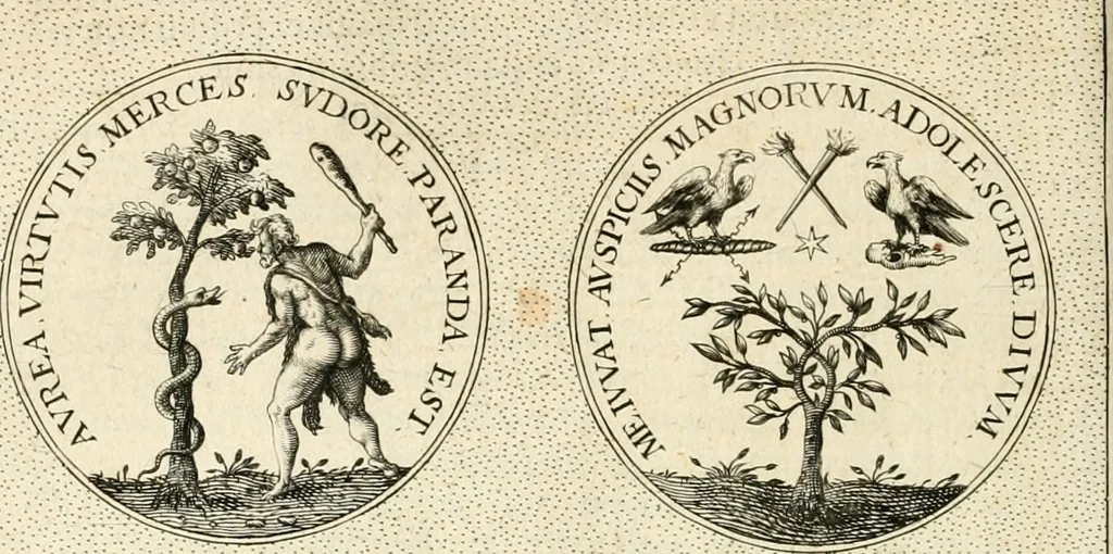 An illustration from Symbola diuina & humana pontificvm, imperatorvm, regvm : accessit breuis & facilis isagoge Iac. Typotii : ex mvsaeo Octavii de Strada civis Romani : tomus primus[-tertius], 1601, leaf 391