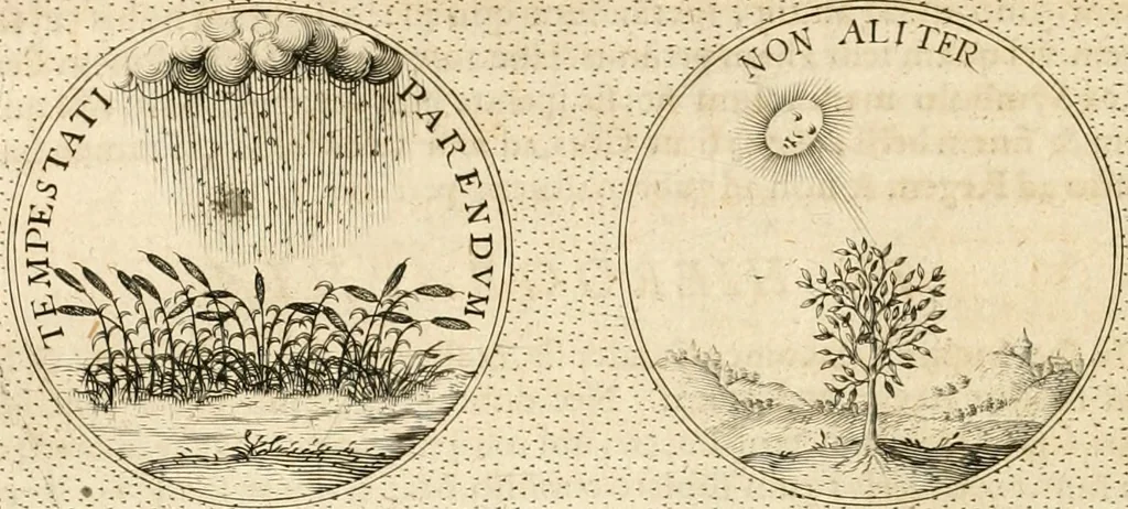 An illustration from Symbola diuina & humana pontificvm, imperatorvm, regvm : accessit breuis & facilis isagoge Iac. Typotii : ex mvsaeo Octavii de Strada civis Romani : tomus primus[-tertius], 1601, leaf 399