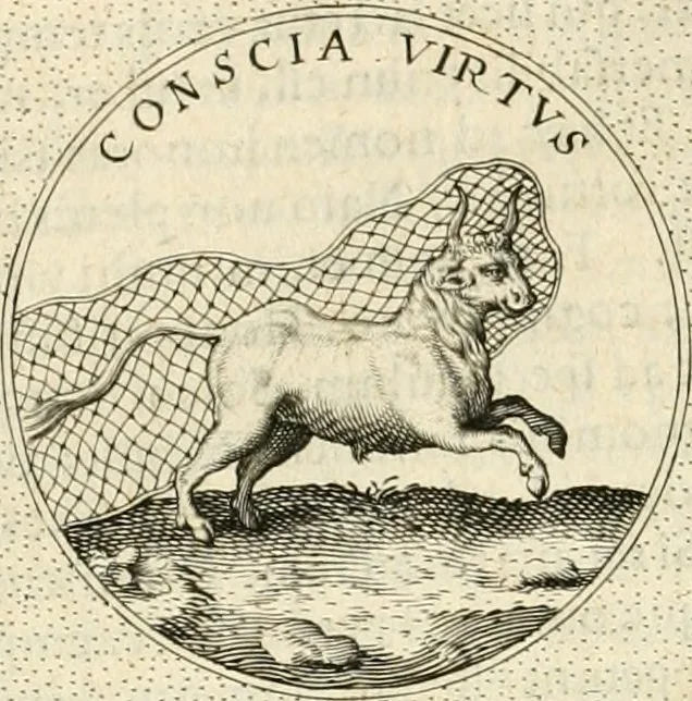 An illustration from Symbola diuina & humana pontificvm, imperatorvm, regvm : accessit breuis & facilis isagoge Iac. Typotii : ex mvsaeo Octavii de Strada civis Romani : tomus primus[-tertius], 1601, leaf 413