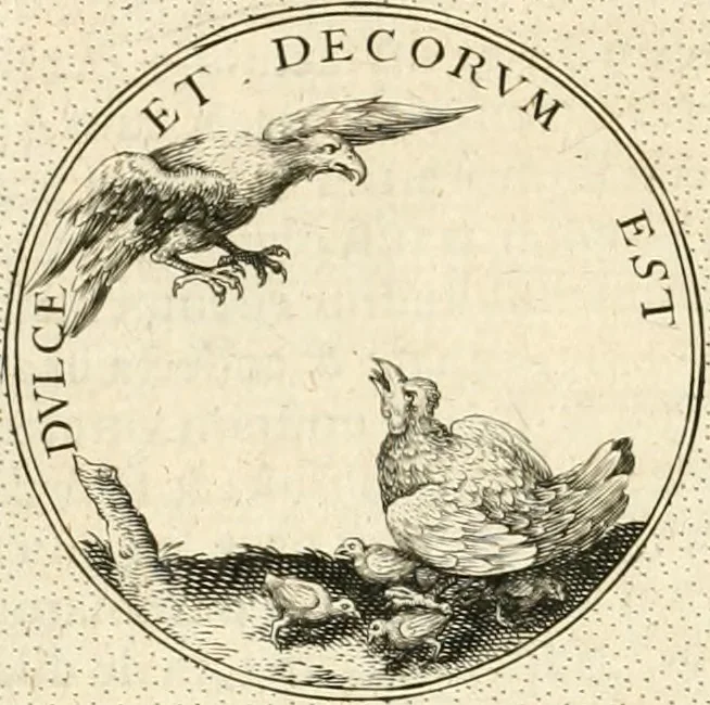 An illustration from Symbola diuina & humana pontificvm, imperatorvm, regvm : accessit breuis & facilis isagoge Iac. Typotii : ex mvsaeo Octavii de Strada civis Romani : tomus primus[-tertius], 1601, leaf 417