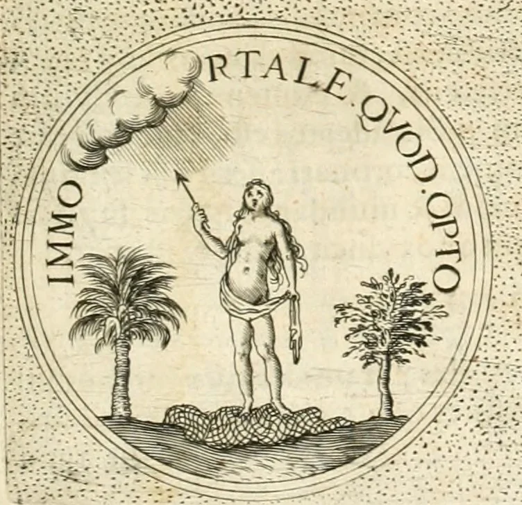 An illustration from Symbola diuina & humana pontificvm, imperatorvm, regvm : accessit breuis & facilis isagoge Iac. Typotii : ex mvsaeo Octavii de Strada civis Romani : tomus primus[-tertius], 1601, leaf 438