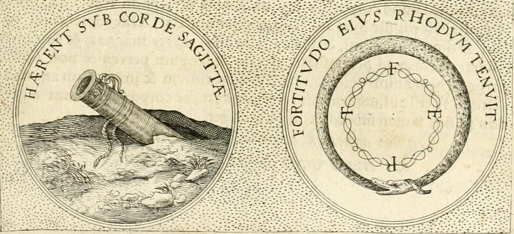 An illustration from Symbola diuina & humana pontificvm, imperatorvm, regvm : accessit breuis & facilis isagoge Iac. Typotii : ex mvsaeo Octavii de Strada civis Romani : tomus primus[-tertius], 1601, leaf 466