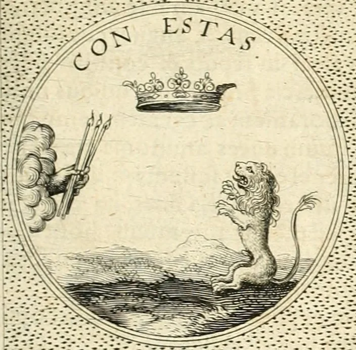 An illustration from Symbola diuina & humana pontificvm, imperatorvm, regvm : accessit breuis & facilis isagoge Iac. Typotii : ex mvsaeo Octavii de Strada civis Romani : tomus primus[-tertius], 1601, leaf 470