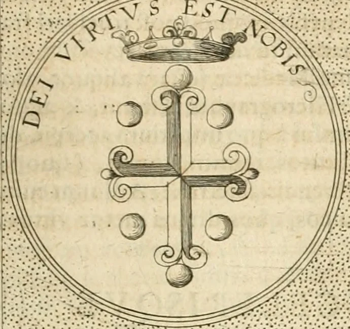 An illustration from Symbola diuina & humana pontificvm, imperatorvm, regvm : accessit breuis & facilis isagoge Iac. Typotii : ex mvsaeo Octavii de Strada civis Romani : tomus primus[-tertius], 1601, leaf 482
