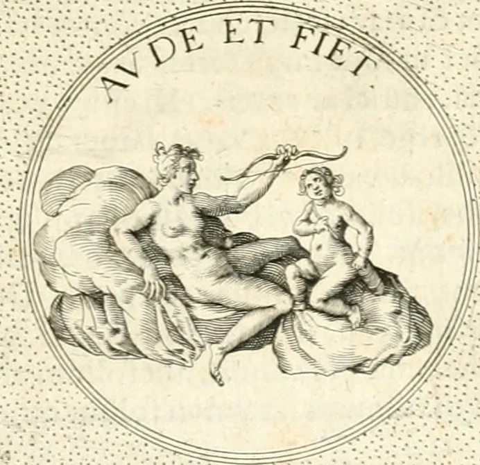 An illustration from Symbola diuina & humana pontificvm, imperatorvm, regvm : accessit breuis & facilis isagoge Iac. Typotii : ex mvsaeo Octavii de Strada civis Romani : tomus primus[-tertius], 1601, leaf 486