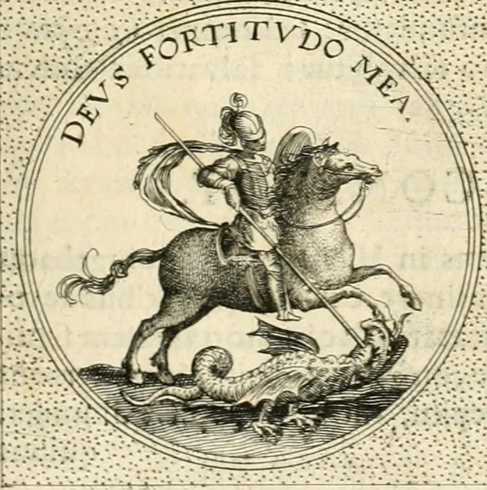An illustration from Symbola diuina & humana pontificvm, imperatorvm, regvm : accessit breuis & facilis isagoge Iac. Typotii : ex mvsaeo Octavii de Strada civis Romani : tomus primus[-tertius], 1601, leaf 498